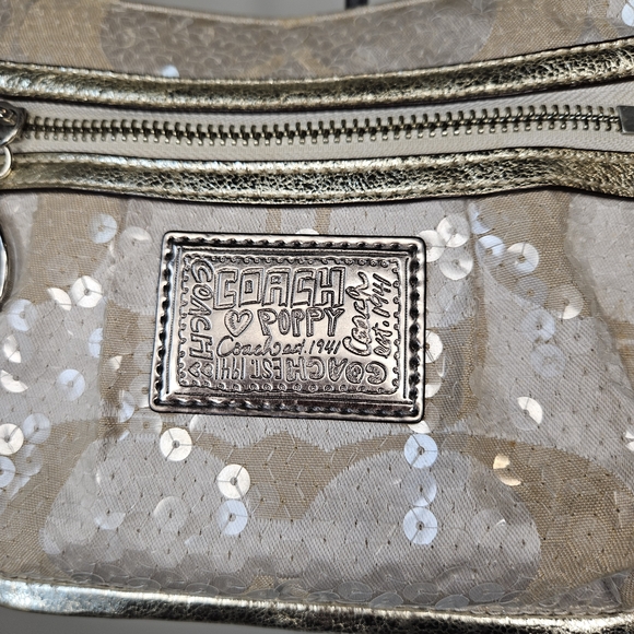 EUC Vintage Y2K Coach Poppy Sequin Bag Purse #14541 - Beige/Champagne - Picture 4 of 14